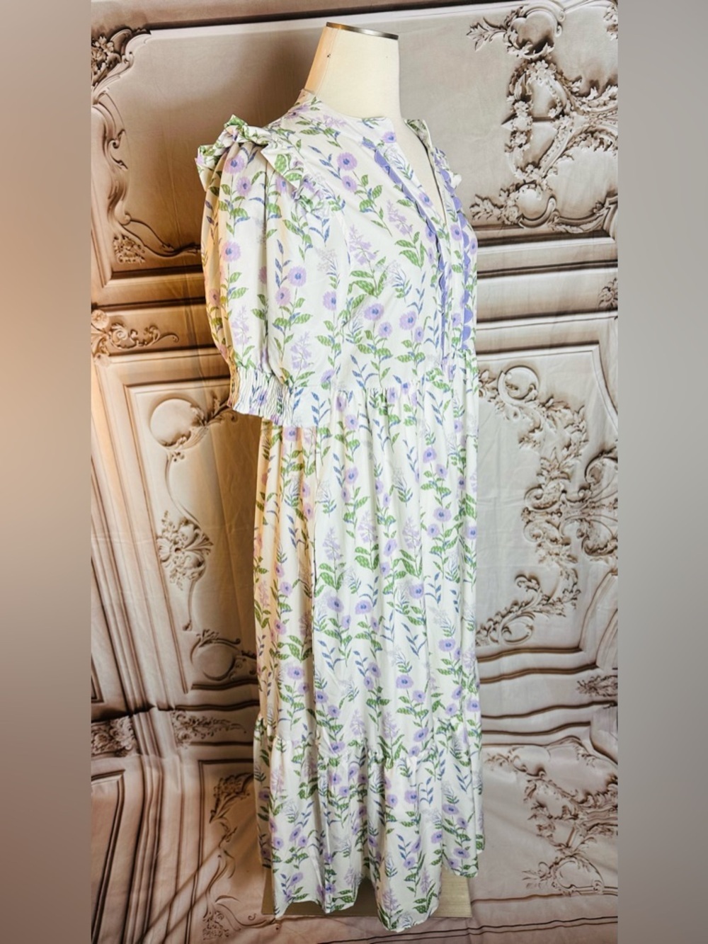 Beeson River White Dress with Lavender Floral Print - Picture 5 of 13